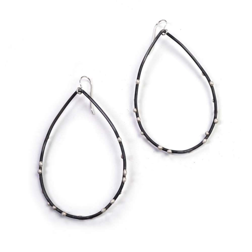 Silver on Steel Gabrielle teardrop hoop earrings